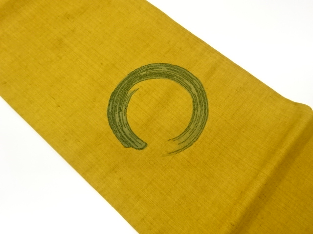 手織り紬相良刺繍丸模様袋帯